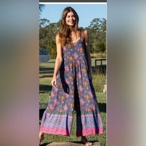 NATURAL LIFE Floral Jumpsuit - Blue and Pink